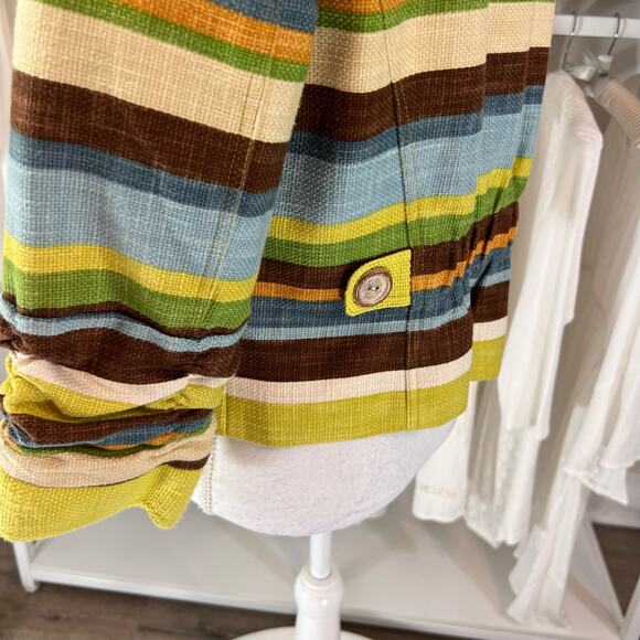 Anthracite women's sz. 10, 3/4 sleeve 100% cotton horizontal striped jacket 1347 - Picture 5 of 9